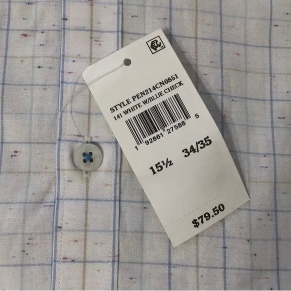 Original Penguin Mens Heritage Slim Fit White Plaid Long Sleeve shirt Size 15.5 - Picture 4 of 8